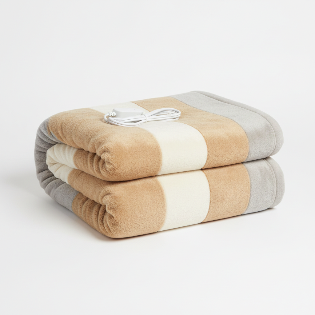 Snugly CozyTherm heated blanket folded on white background